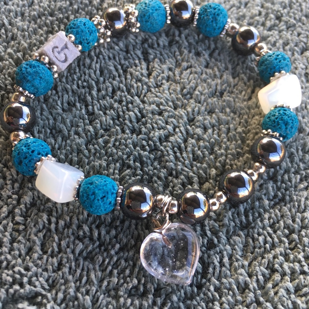 Vintage turquoise sponge coral Hemetite bracelet